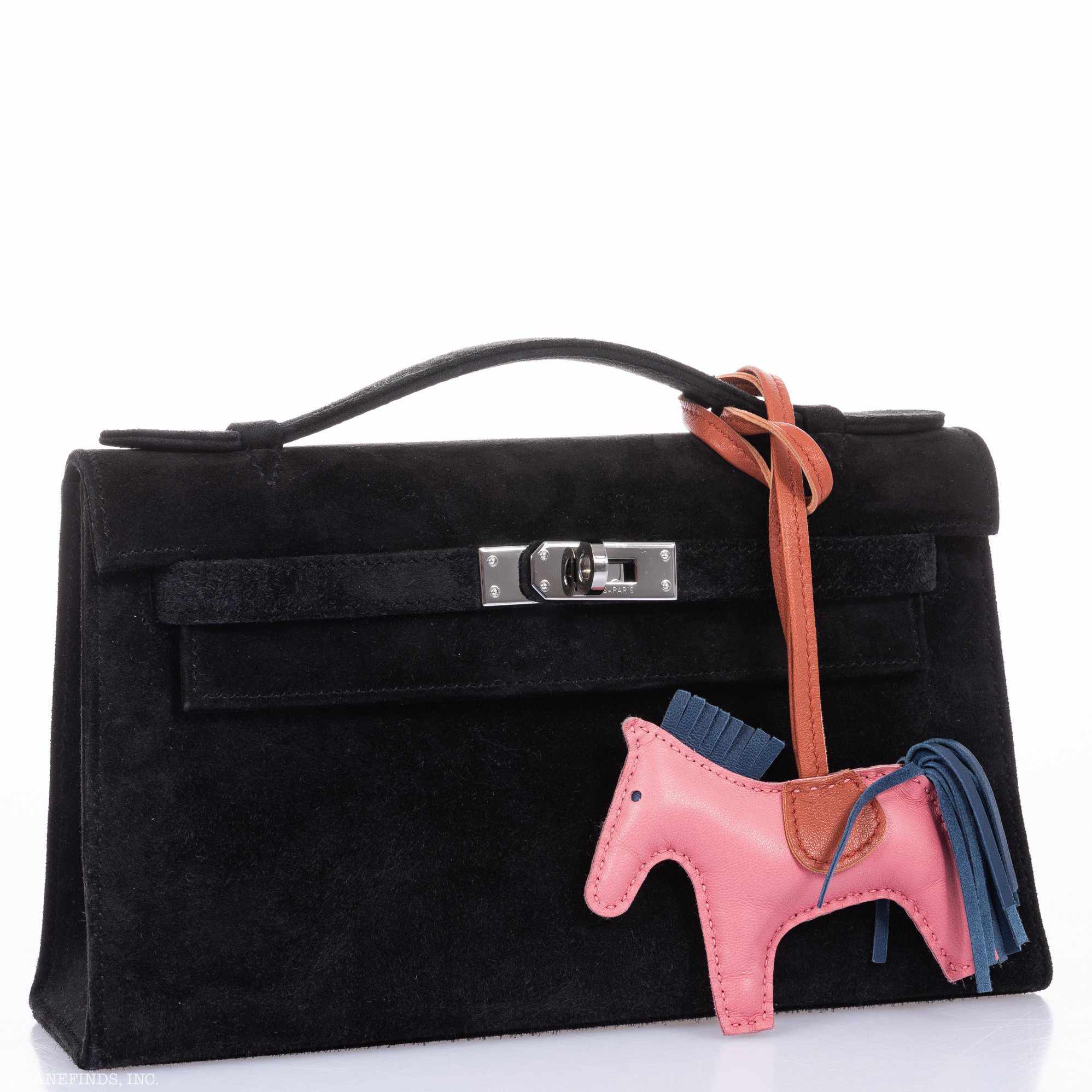 Hermès Kelly Doblis Mini Pochette Black Veau Suede - Rare