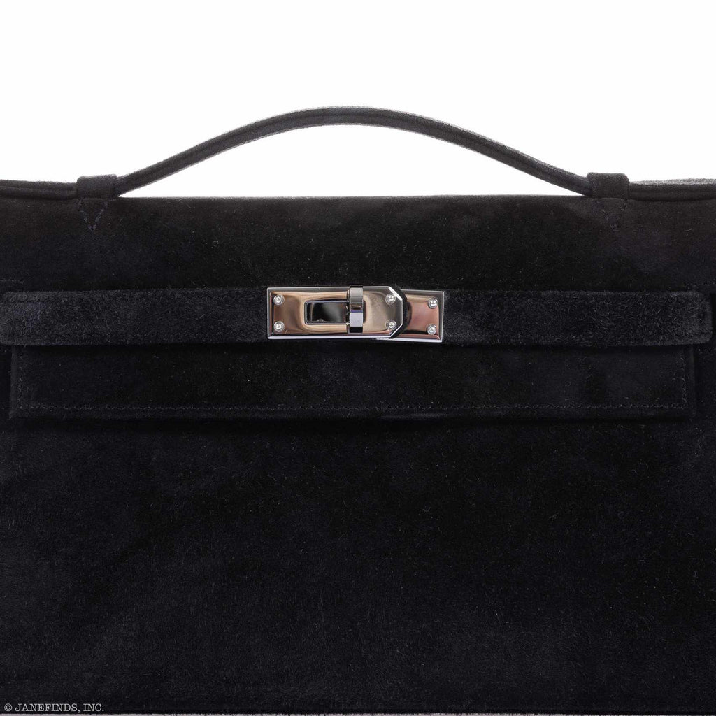 Hermès Kelly Doblis Mini Pochette Black Veau Suede