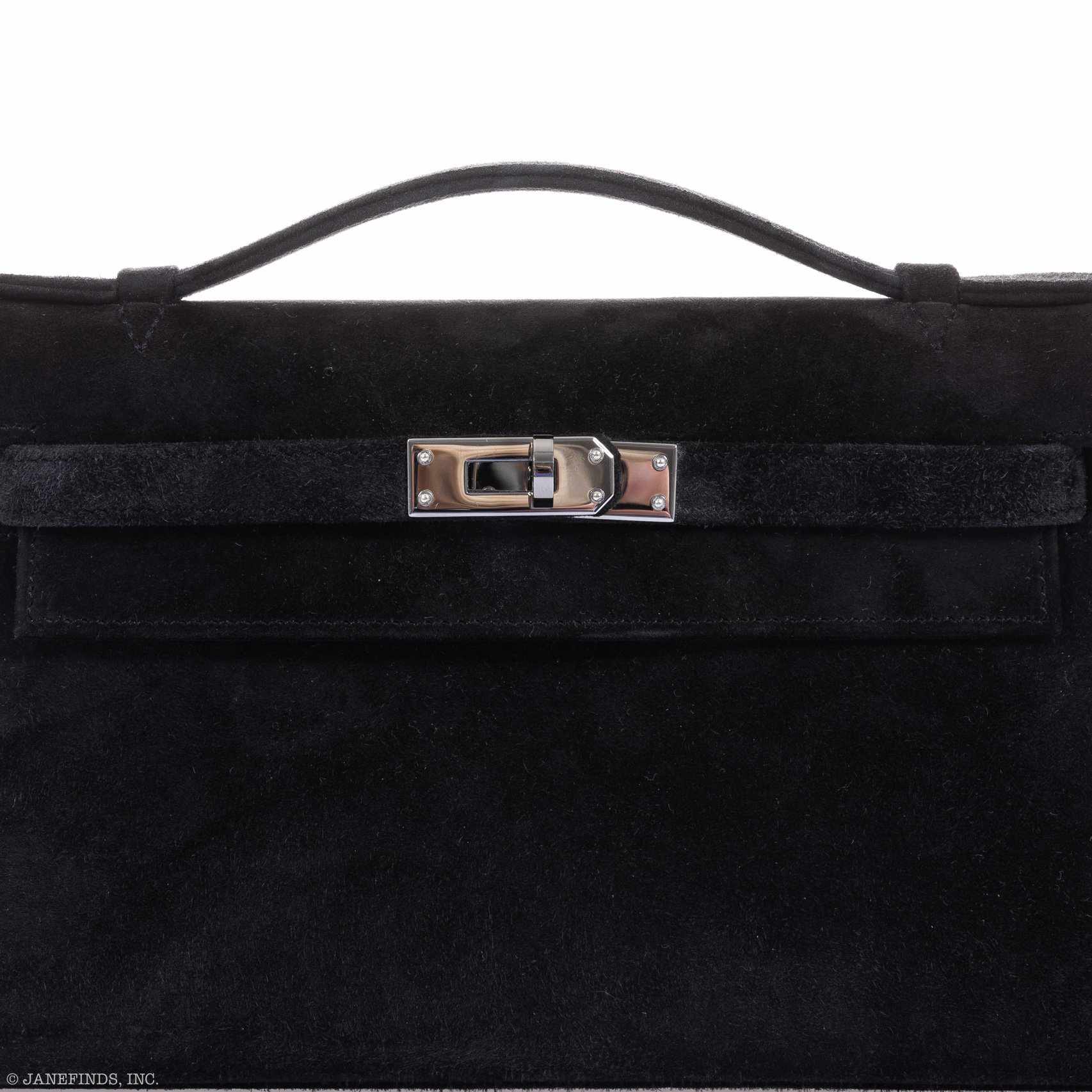 Hermès Kelly Doblis Mini Pochette Black Veau Suede