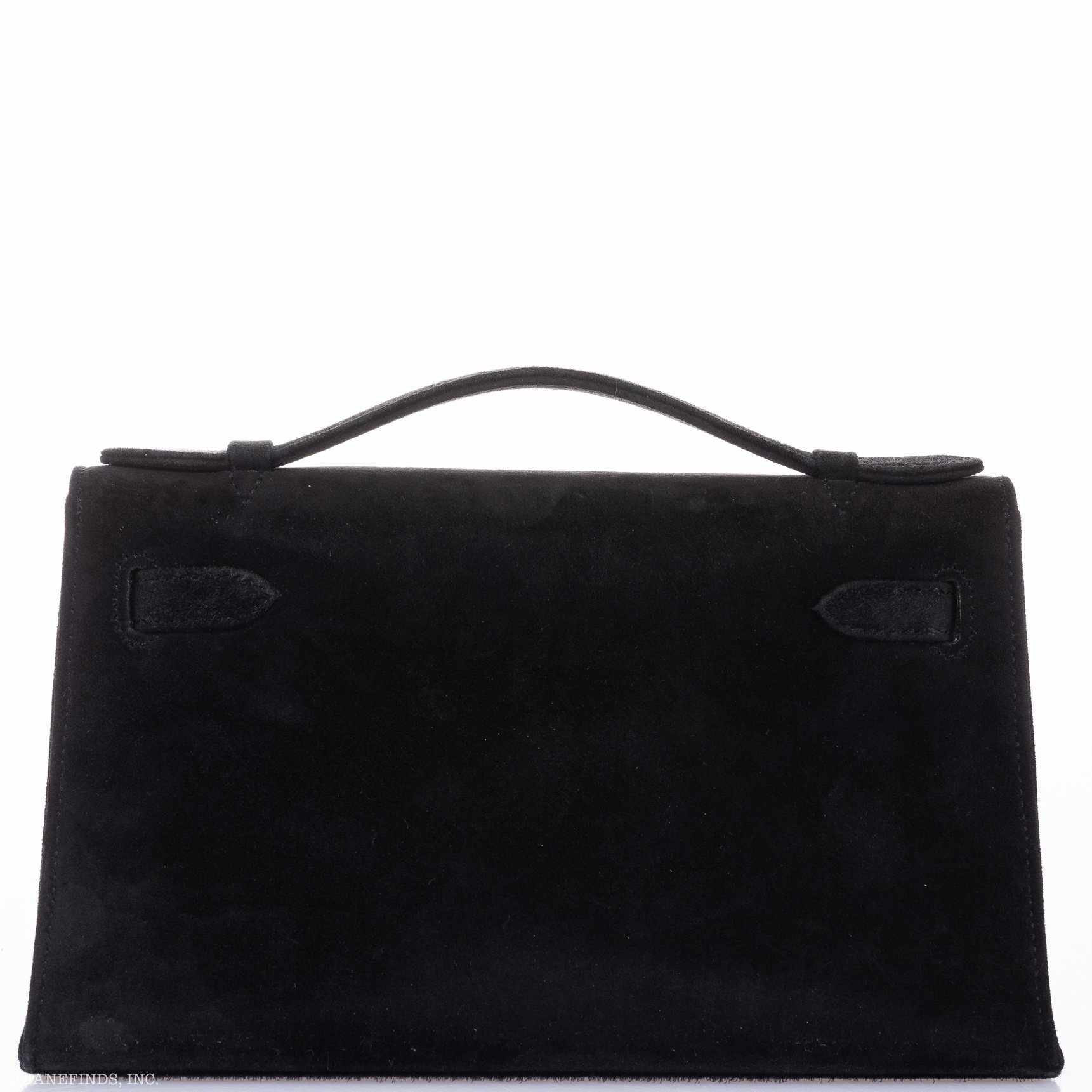 Hermès Kelly Doblis Mini Pochette Black Veau Suede - Rare