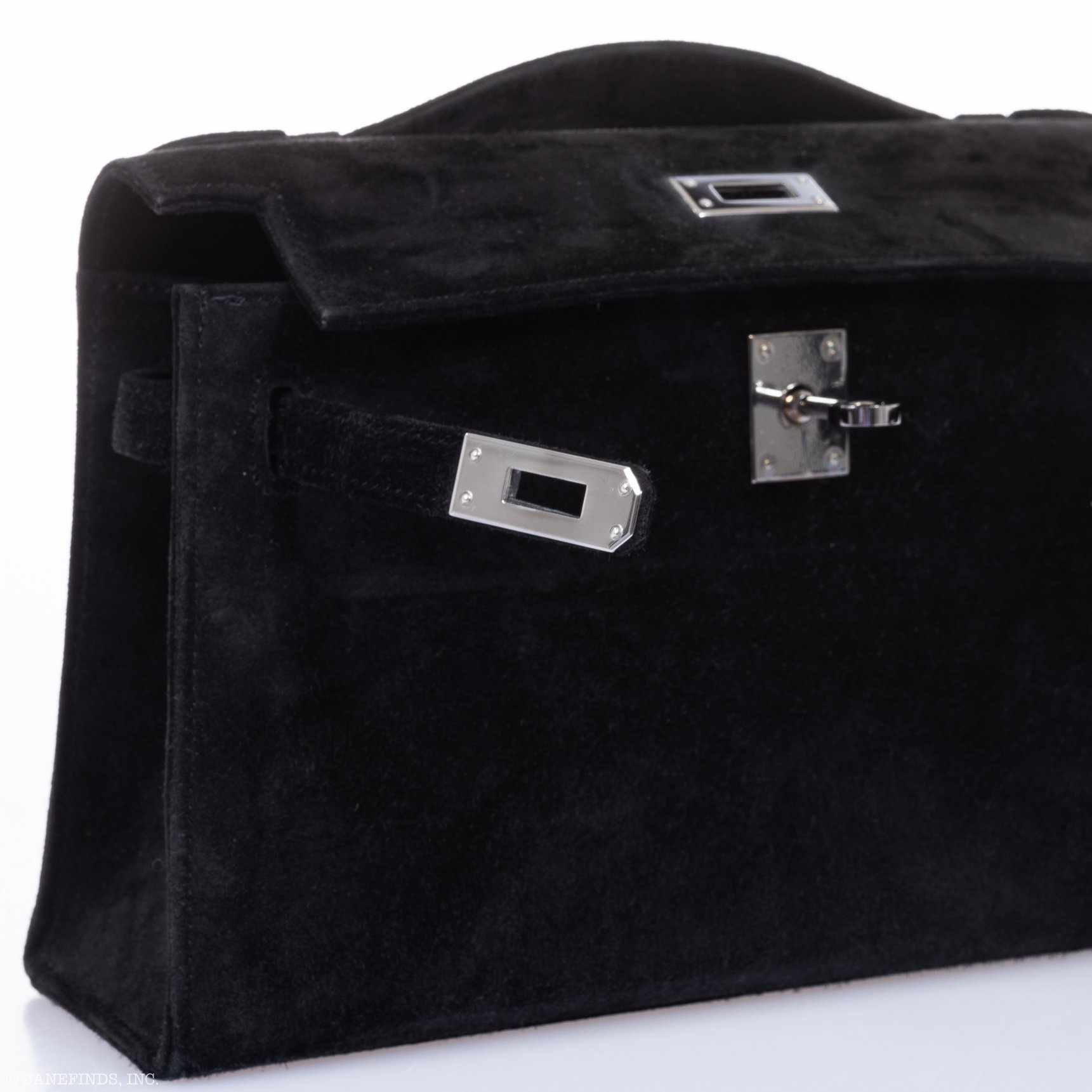 Hermès Kelly Doblis Mini Pochette Black Veau Suede