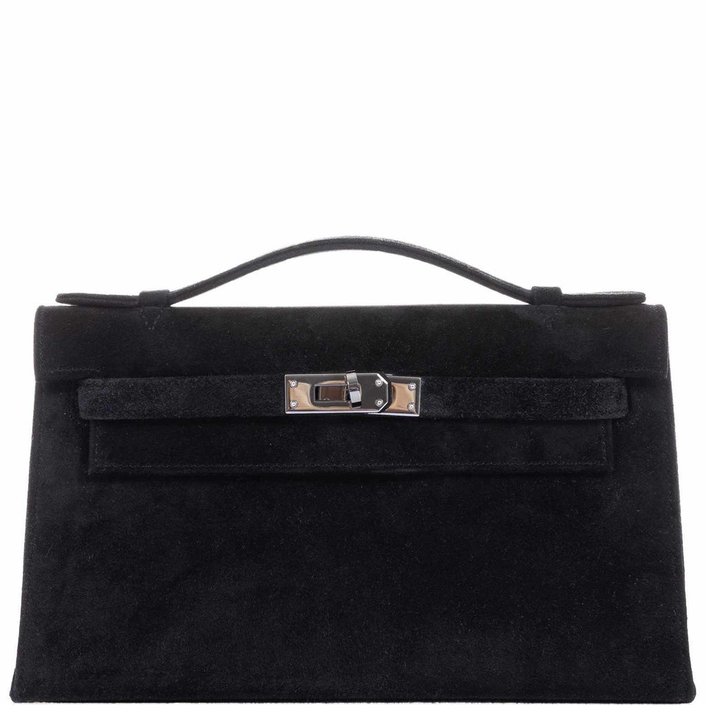 Hermès Kelly Doblis Mini Pochette Black Veau Suede