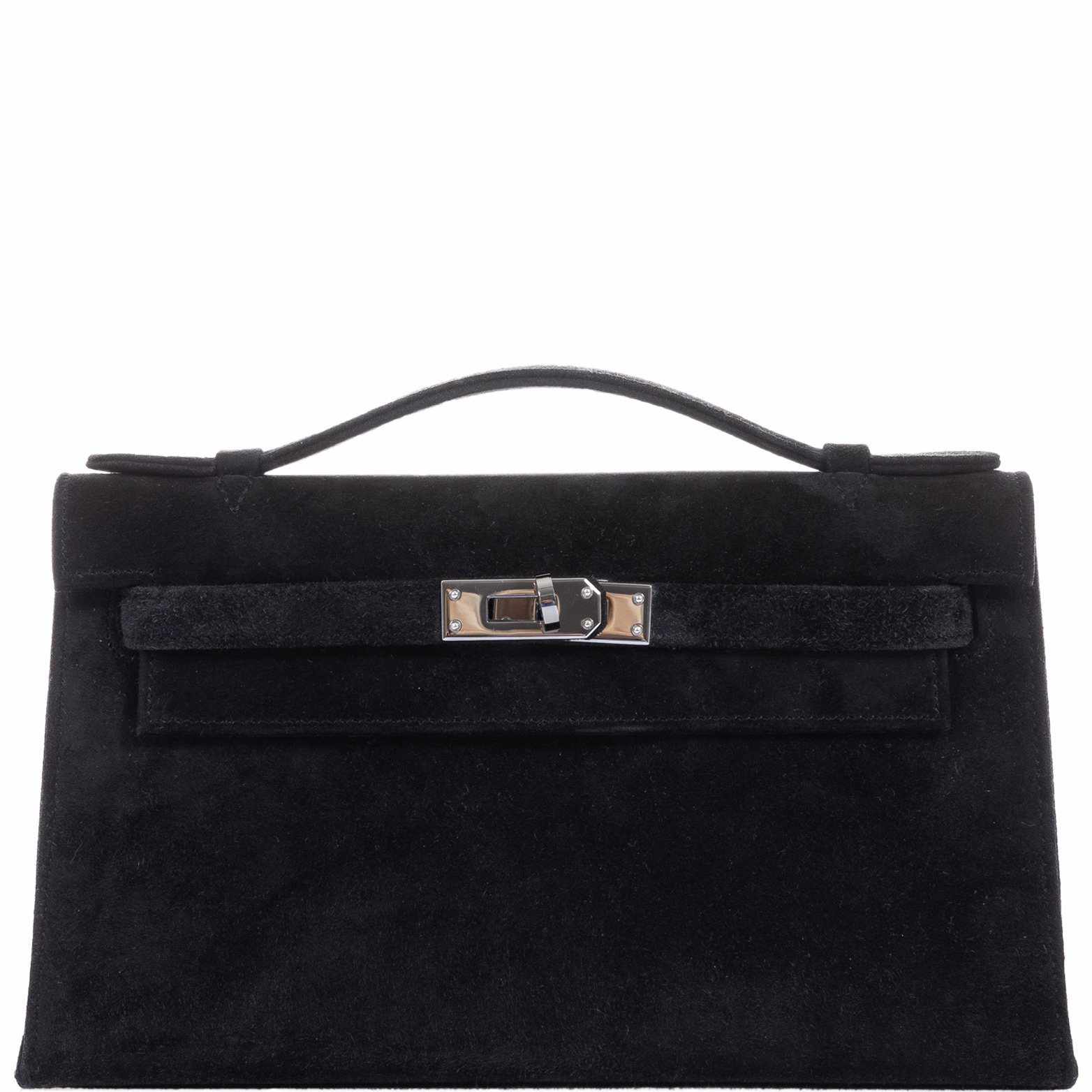 Hermès Kelly Doblis Mini Pochette Black Veau Suede