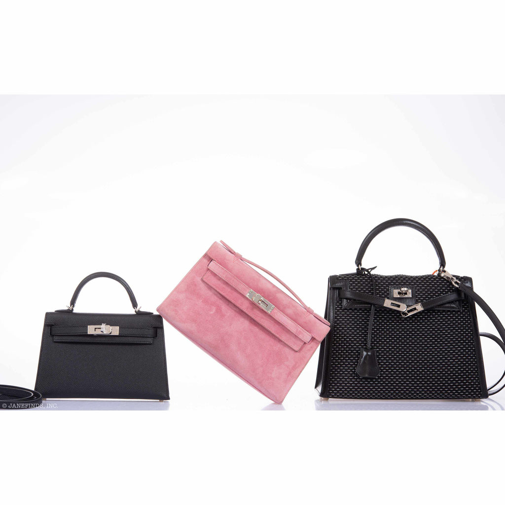 Hermès Kelly Doblis Mini Pochette Pink Suede Clutch