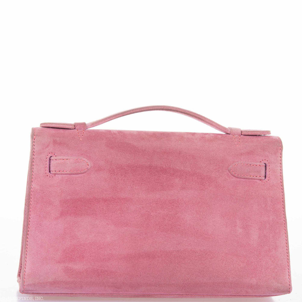 Hermès Kelly Doblis Mini Pochette Pink Suede Clutch