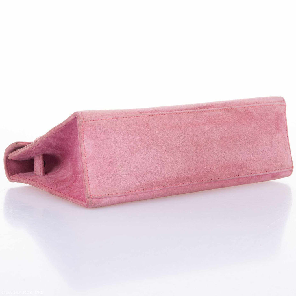 Hermès Kelly Doblis Mini Pochette Pink Suede Clutch