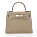 Hermes Women Mini Kelly 20 Bag Epsom Leather Gold Hardware-Grey