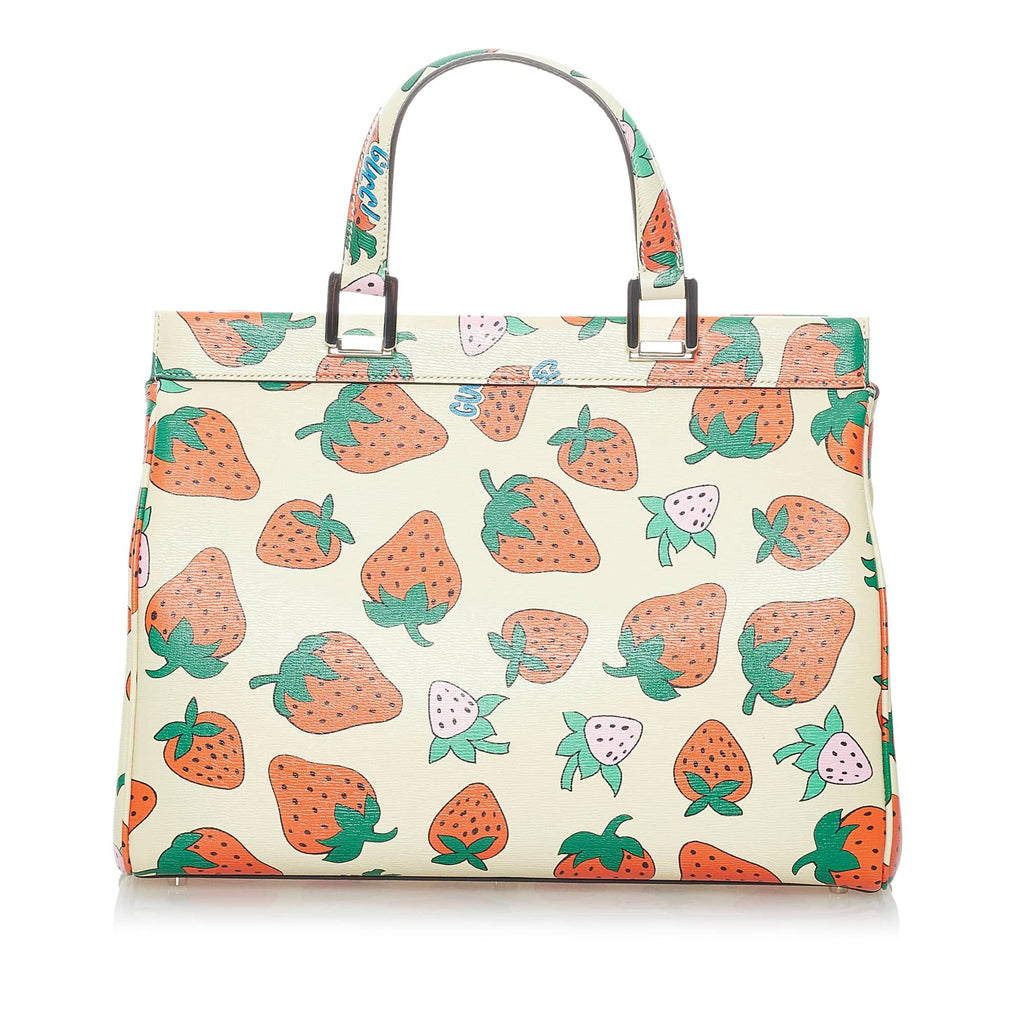 Gucci Zumi Handbag White Strawberry Leather