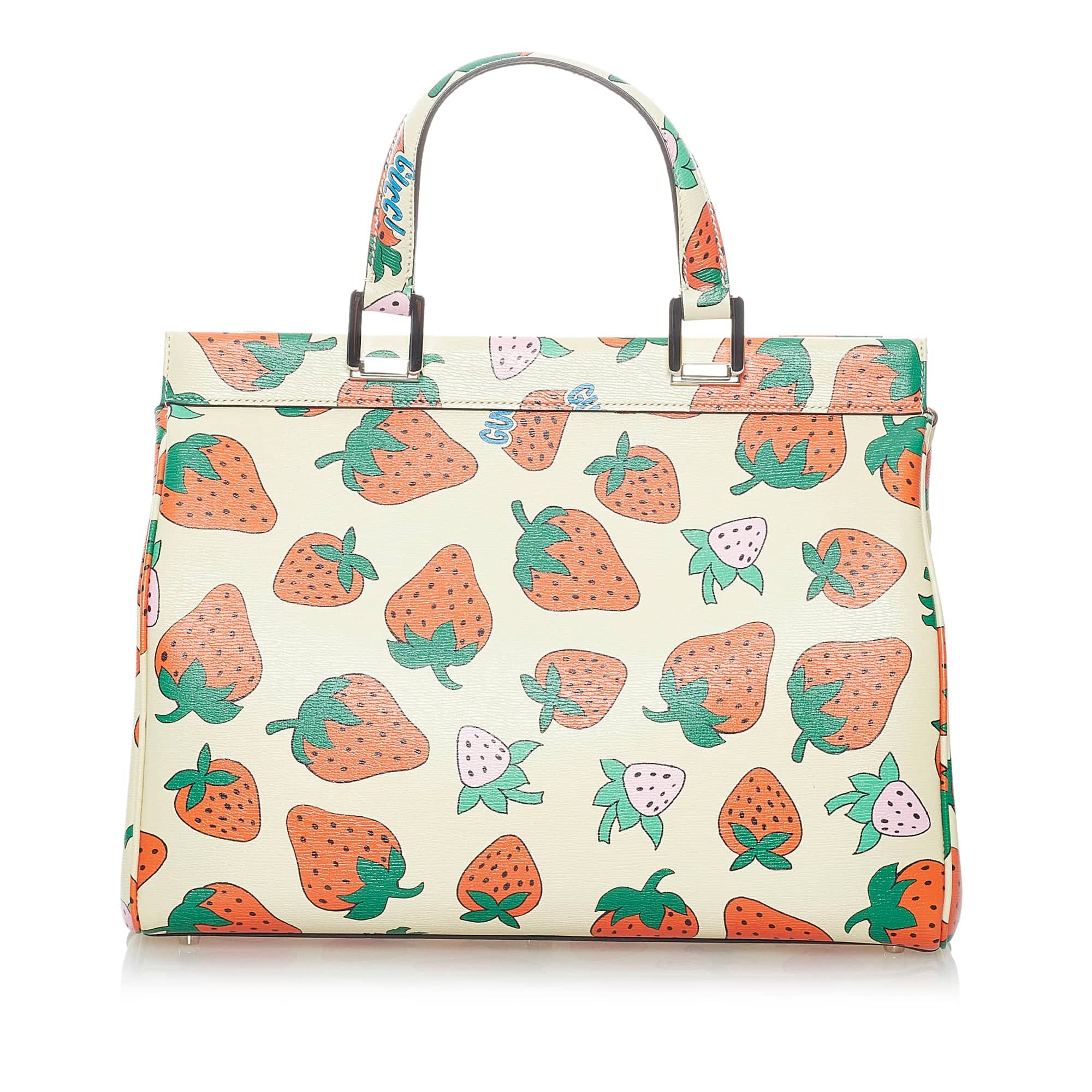 Gucci Zumi Handbag White Strawberry Leather