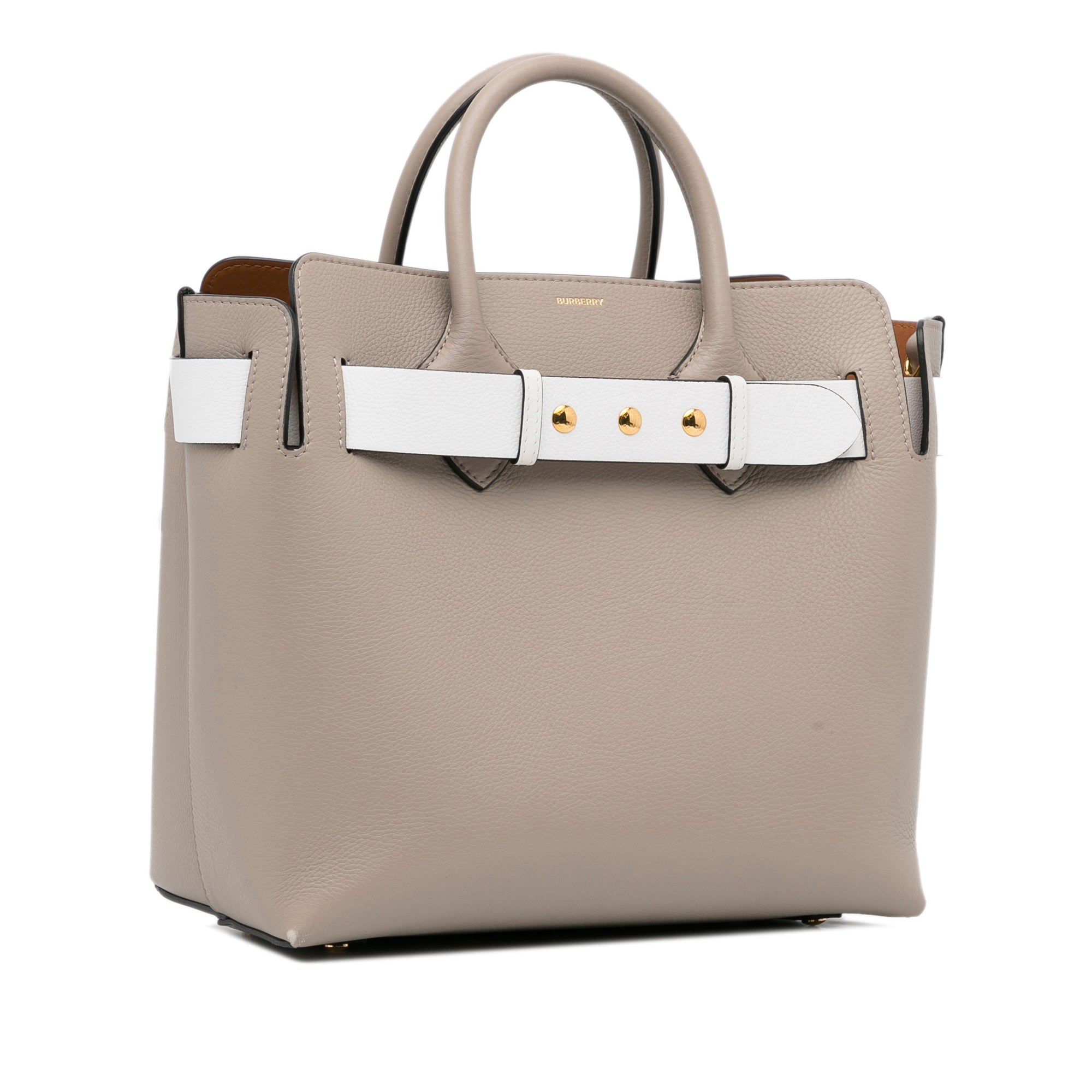 Burberry Belt Handbag Medium Light Brown Leather
