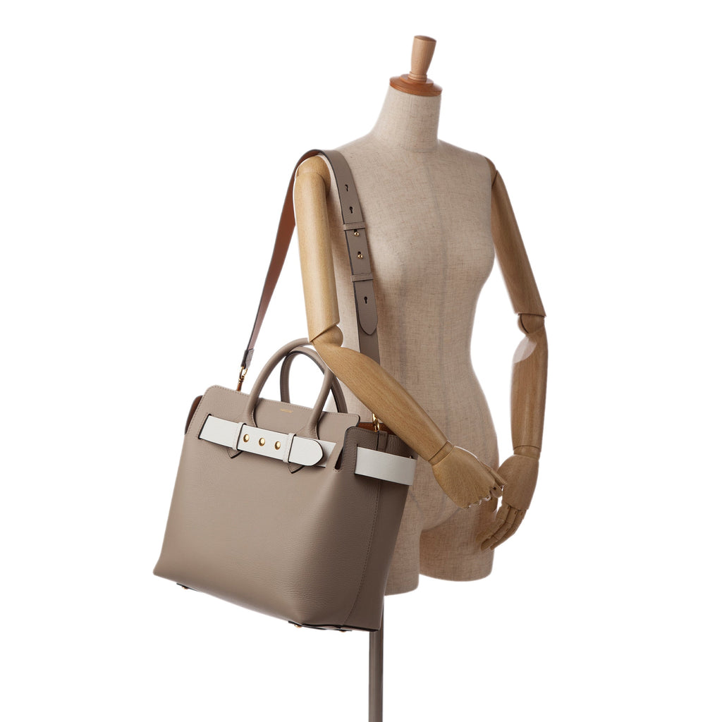 Burberry Belt Handbag Medium Light Brown Leather