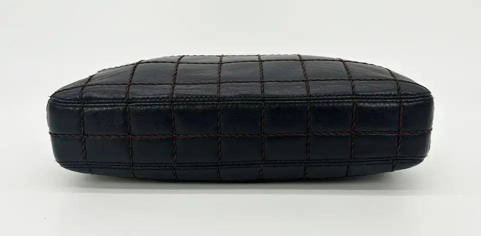 Chanel Black Square Quilted East West Chocolate Bar Bag