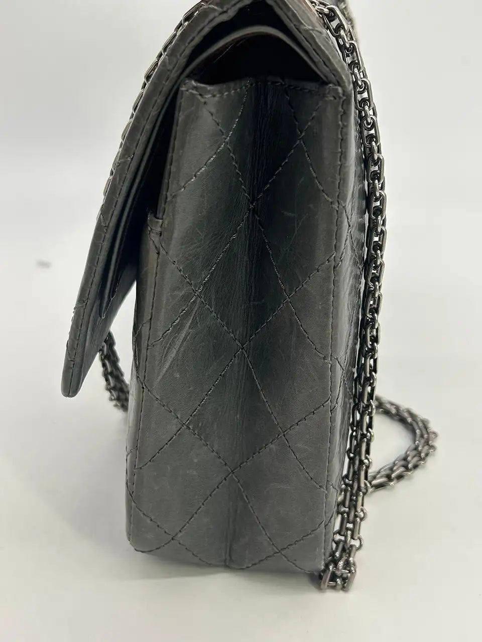 Chanel Grey Aged Calfskin Anniversary 2.55 Reissue 227 Double Flap Bag