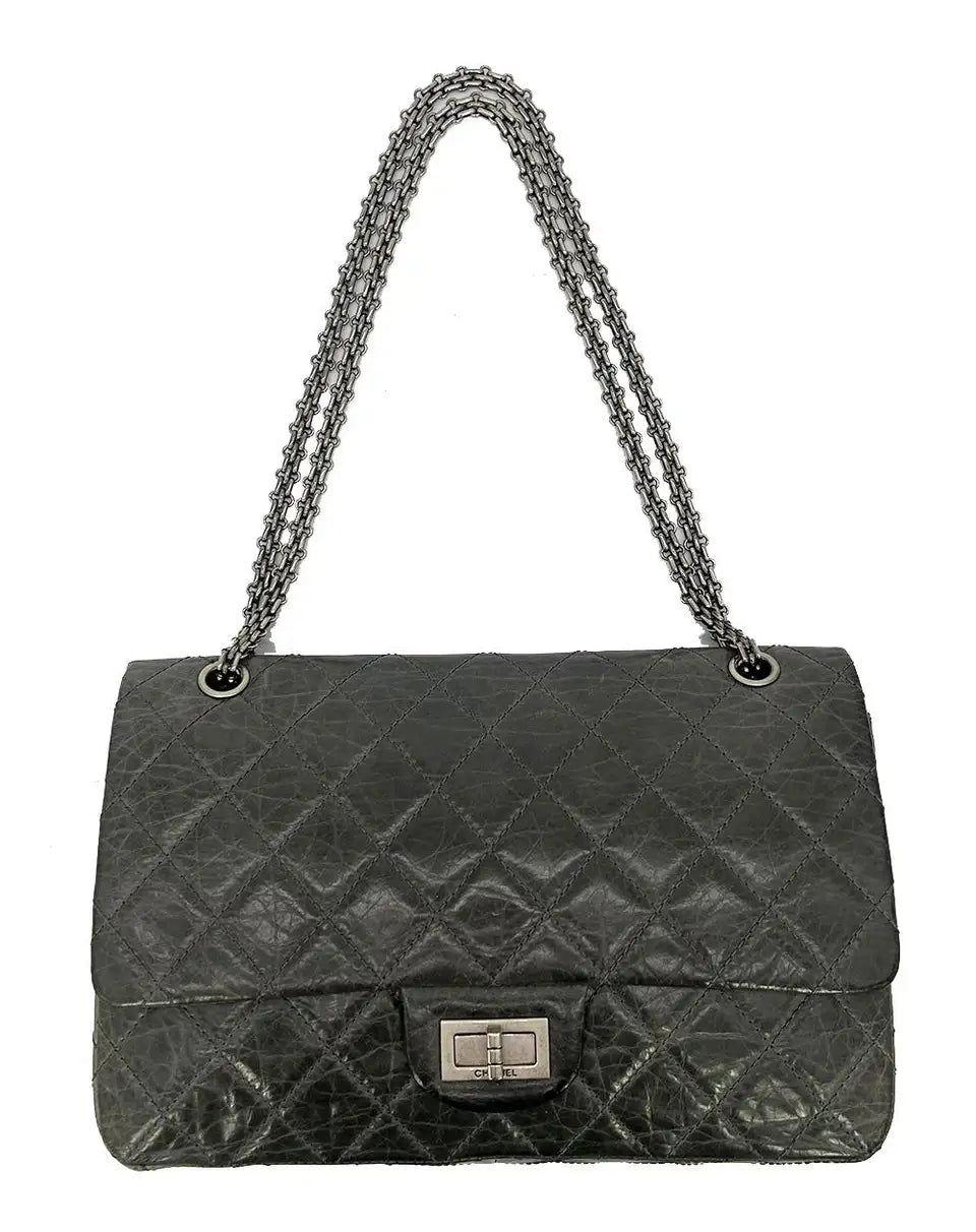 Chanel Grey Aged Calfskin Anniversary 2.55 Reissue 227 Double Flap Bag
