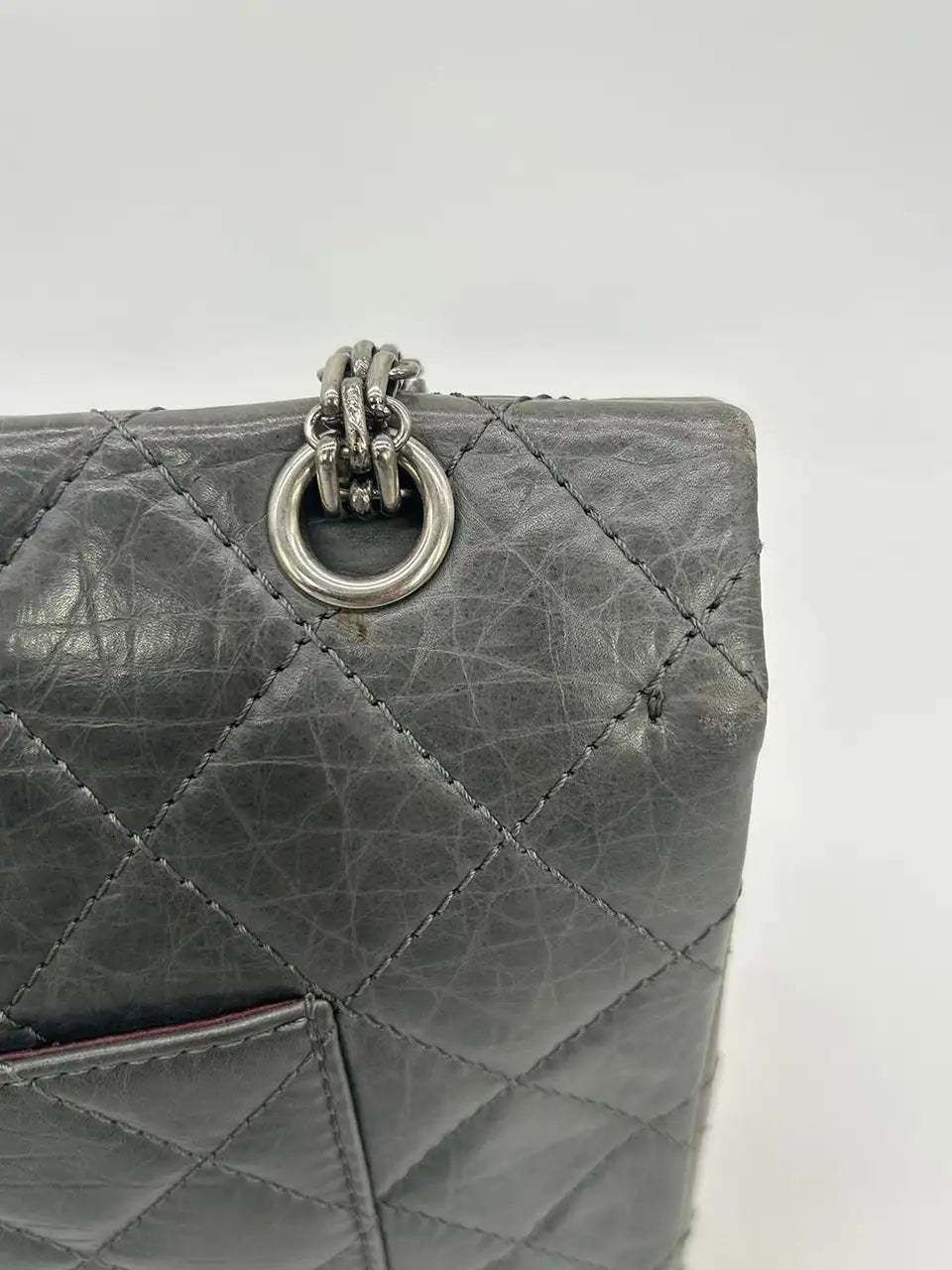 Chanel Grey Aged Calfskin Anniversary 2.55 Reissue 227 Double Flap Bag