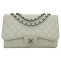 Chanel White Caviar Quilted Jumbo Single Flap Classic