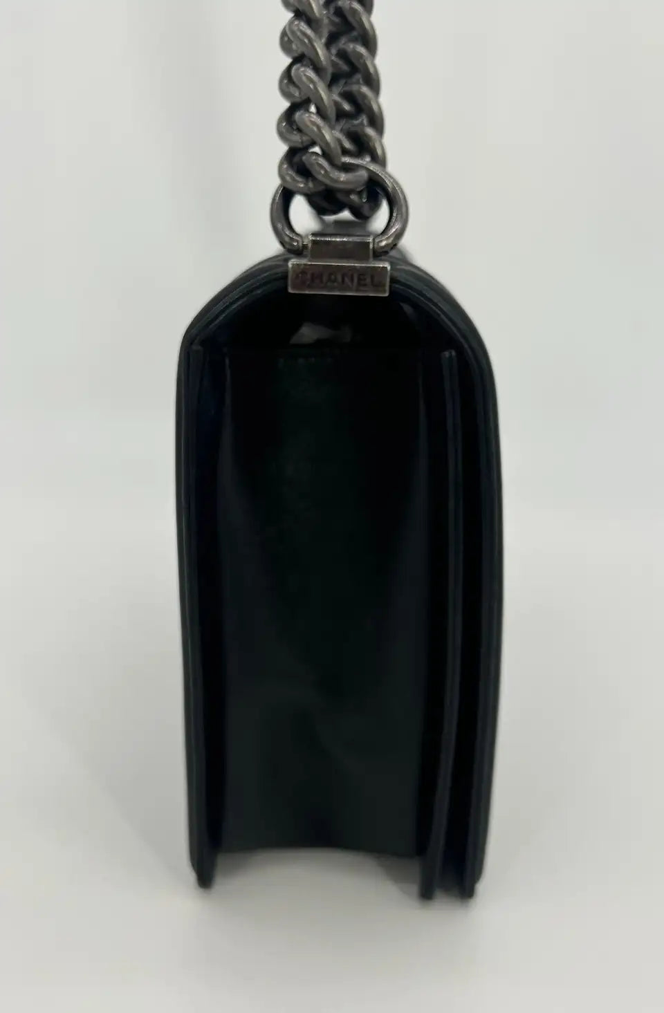 Chanel Black Lambskin Quilted Medium Boy Bag