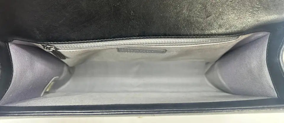 Chanel Black Lambskin Quilted Medium Boy Bag
