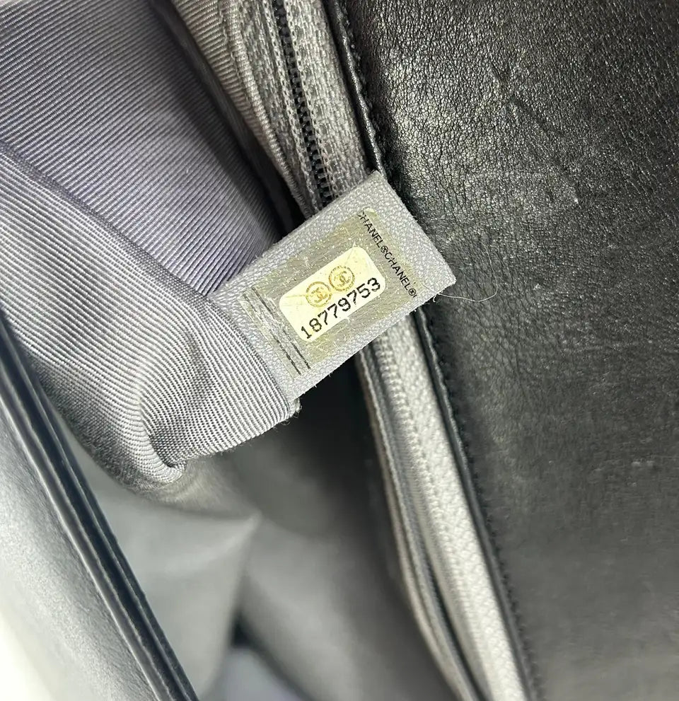 Chanel Black Lambskin Quilted Medium Boy Bag