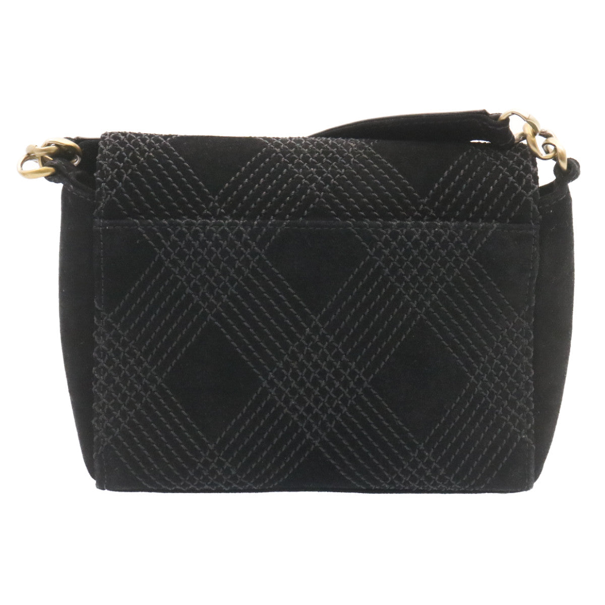 CHANEL Turn Lock Shoulder Bag Suede Black CC  18959