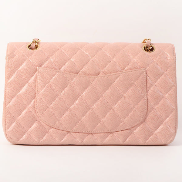Chanel Around 2003 Made Caviar Skin Classic Flap Chain Bag 25Cm Pink