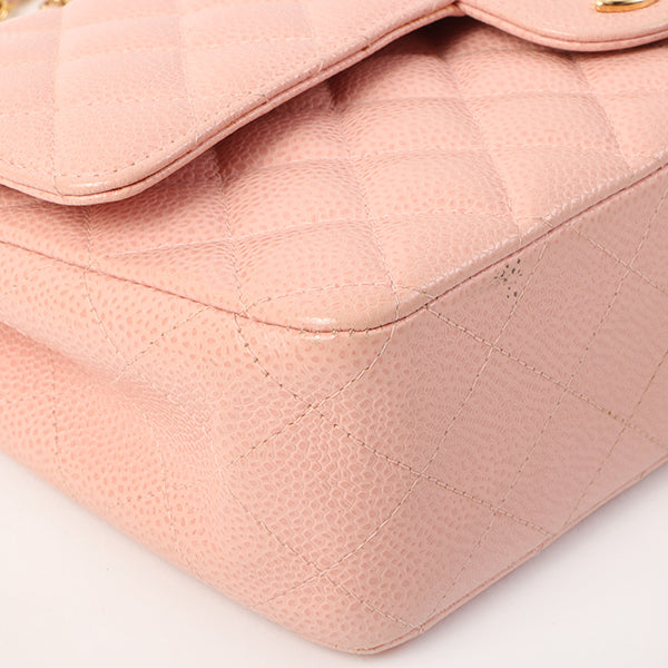 Chanel Around 2003 Made Caviar Skin Classic Flap Chain Bag 25Cm Pink