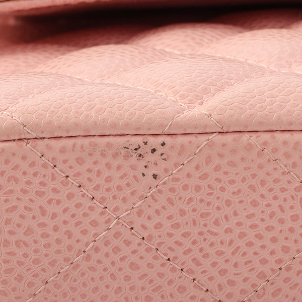 Chanel Around 2003 Made Caviar Skin Classic Flap Chain Bag 25Cm Pink