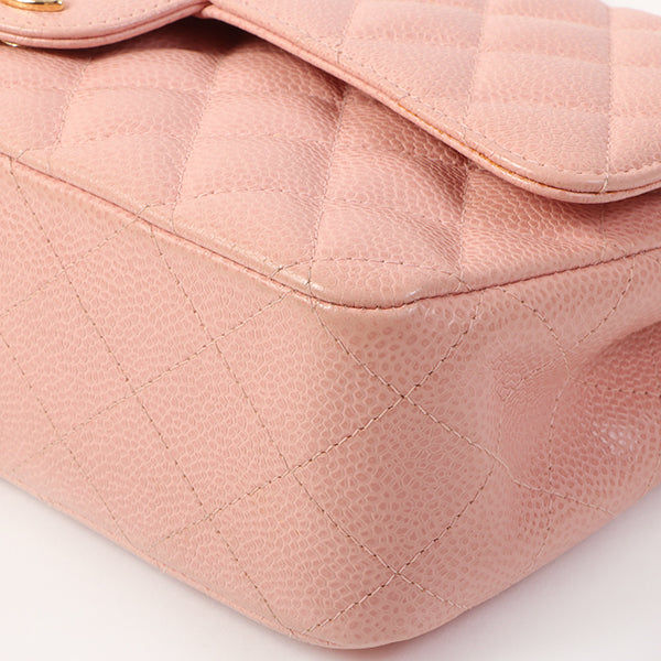 Chanel Around 2003 Made Caviar Skin Classic Flap Chain Bag 25Cm Pink