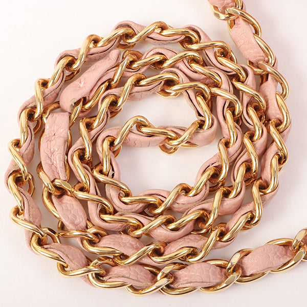 Chanel Around 2003 Made Caviar Skin Classic Flap Chain Bag 25Cm Pink