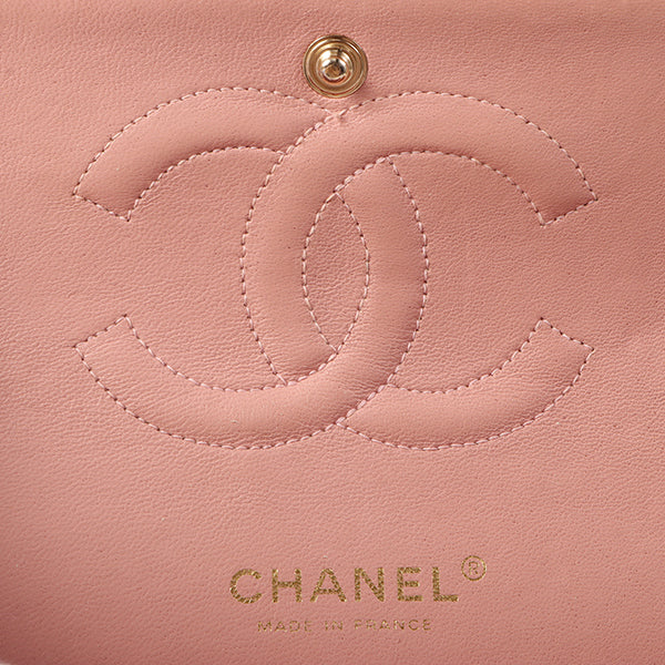 Chanel Around 2003 Made Caviar Skin Classic Flap Chain Bag 25Cm Pink