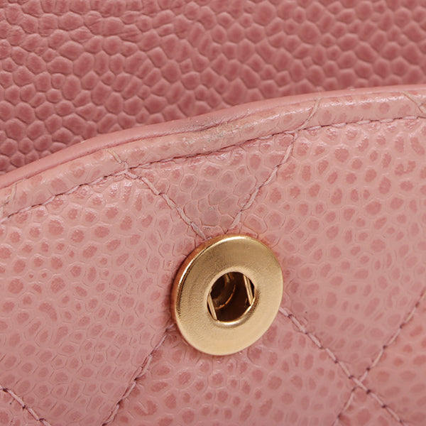 Chanel Around 2003 Made Caviar Skin Classic Flap Chain Bag 25Cm Pink