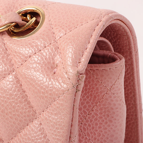 Chanel Around 2003 Made Caviar Skin Classic Flap Chain Bag 25Cm Pink