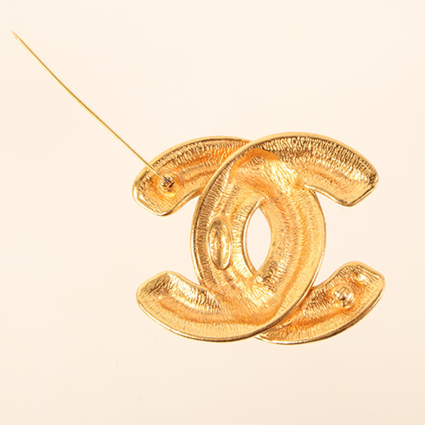 CHANEL Matelasse Stitch Cc Mark Brooch
