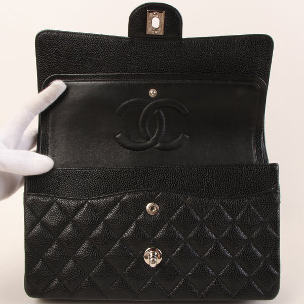 CHANEL Around 2000 Made Caviar Skin Classic Flap Chain Bag 25Cm Black