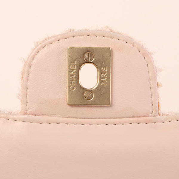 CHANEL Around 2003 Made Tweed Classic Flap Chain Bag 25Cm Shell Pink