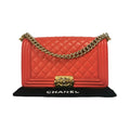 Chanel Boy Medium Red Lambskin Gold