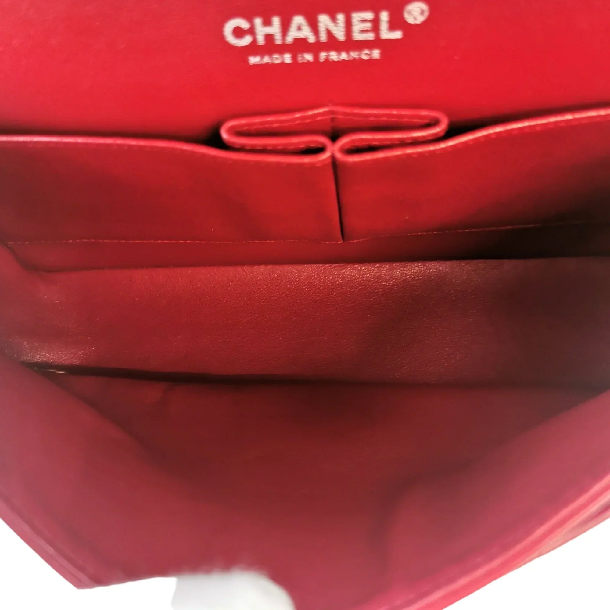 Chanel Classic Double Flap Medium Red Lambskin Silver