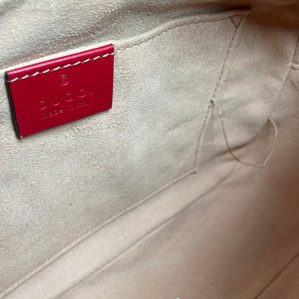 GUCCI Hibiscus Red GG Marmont Small Leather Crossbody