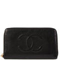 CHANEL Around 2000 Made Caviar Skin Cc Mark Stitch Long Wallet Black