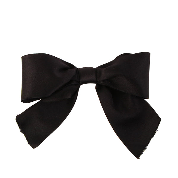 CHANEL Satin Ribbon Hair Clip Black