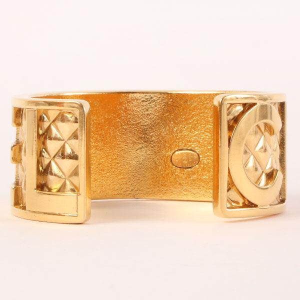 CHANEL 1997 Made Matelasse Stitch Logo Bangle