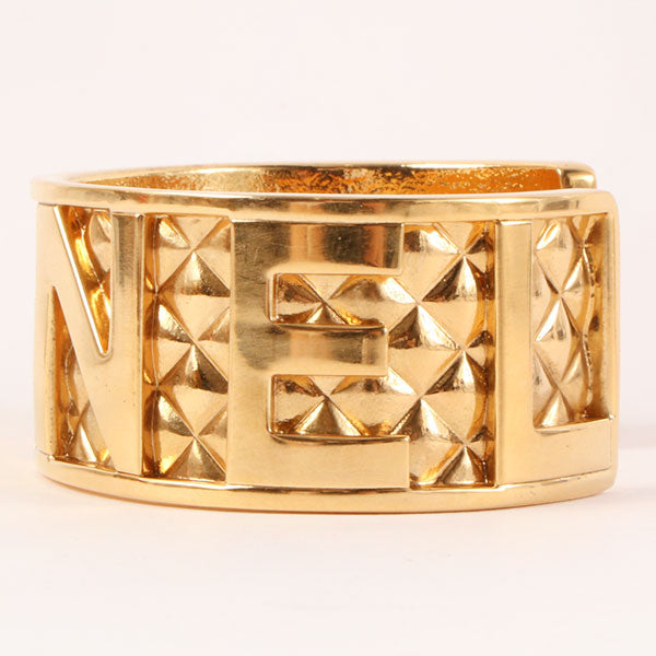 CHANEL 1997 Made Matelasse Stitch Logo Bangle