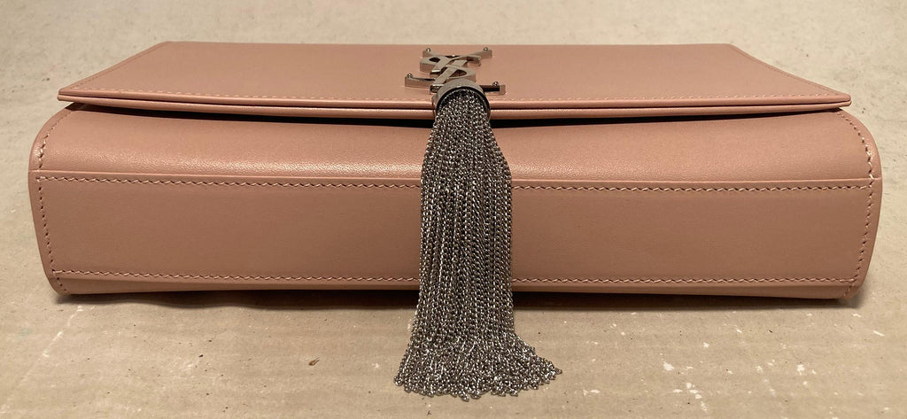 SAINT LAURENT MEDIUM KATE MONOGRAM TASSEL BAG IN PALE PINK Medium Kate Monogram Tassel Bag in Pale Pink