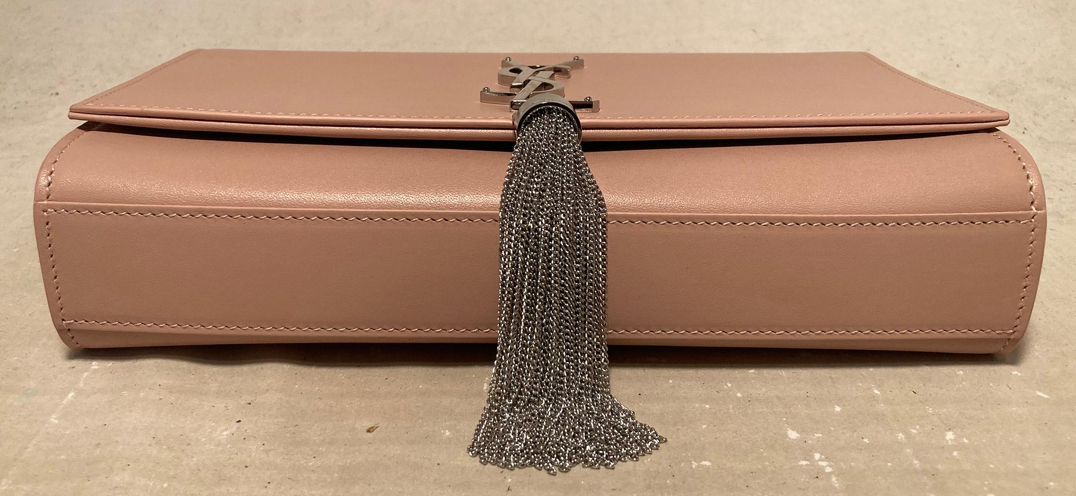SAINT LAURENT MEDIUM KATE MONOGRAM TASSEL BAG IN PALE PINK Medium Kate Monogram Tassel Bag in Pale Pink