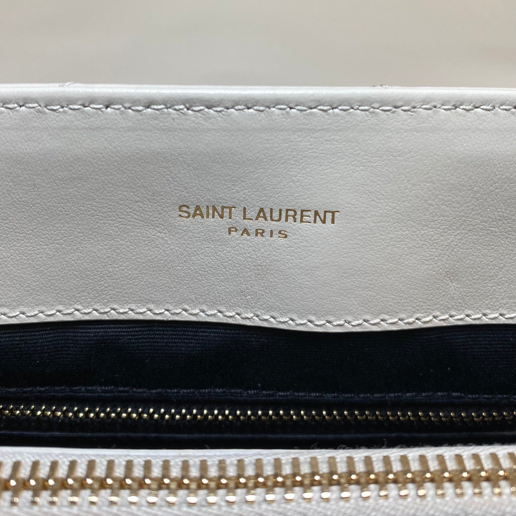 SAINT LAURENT Lou Lou Medium Chain Bag- Blanc Vintage (Off White)
