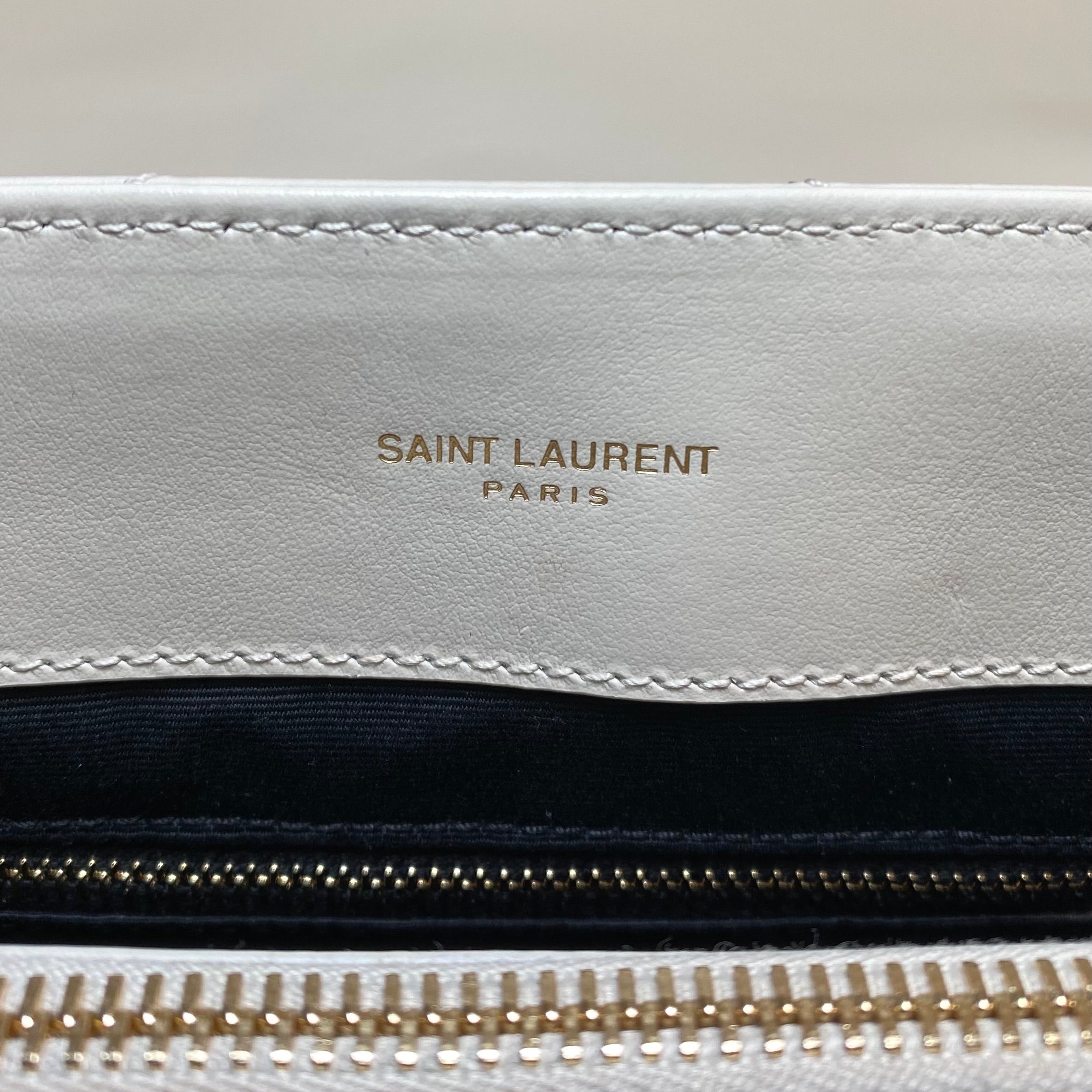 SAINT LAURENT Lou Lou Medium Chain Bag- Blanc Vintage (Off White)