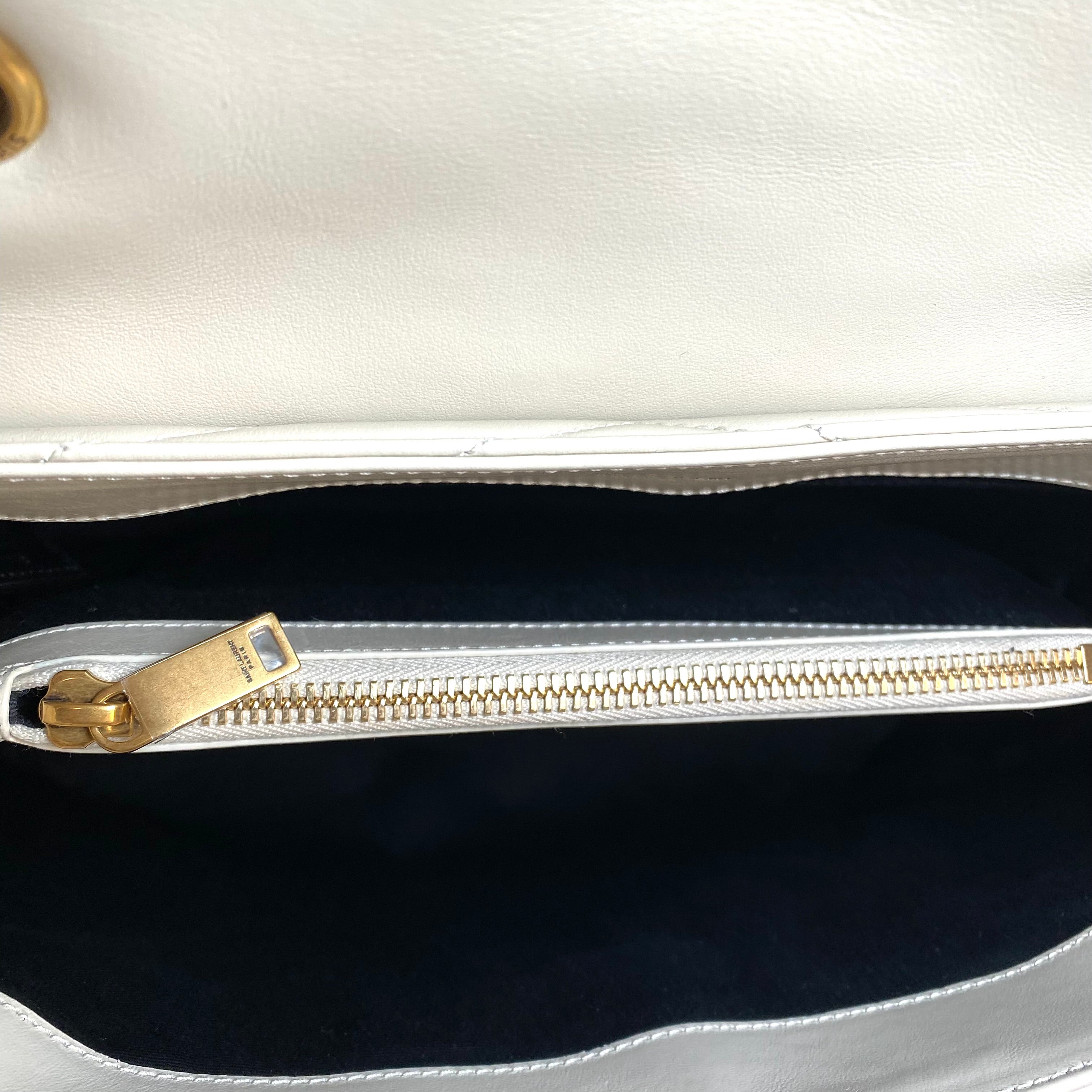 SAINT LAURENT Lou Lou Medium Chain Bag- Blanc Vintage (Off White)