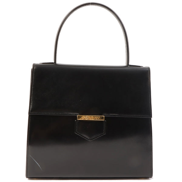 YVES SAINT LAURENT Logo Plate Top Handle Bag Black