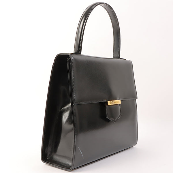 YVES SAINT LAURENT Logo Plate Top Handle Bag Black