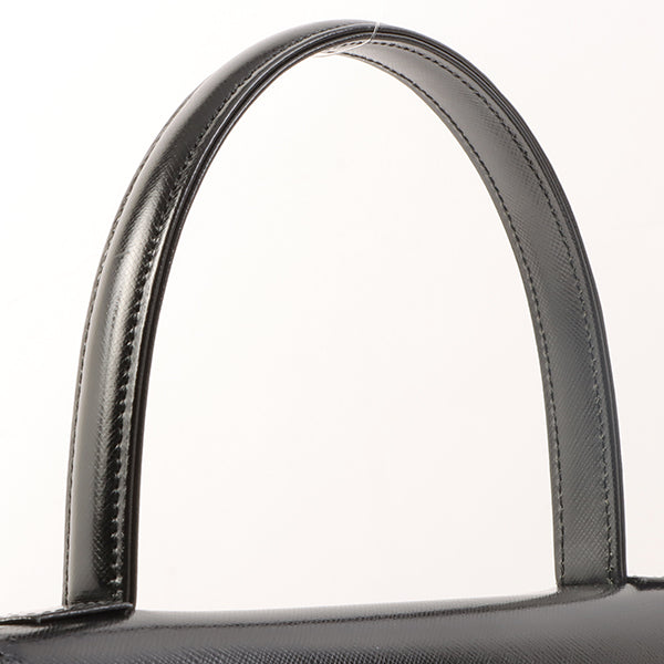 YVES SAINT LAURENT Logo Plate Top Handle Bag Black